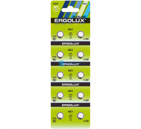 Батарейка «Ergolux» AG- 1 LR60 BL-10   (10*-блистер  200 комп.)/14312/891490 фото 1